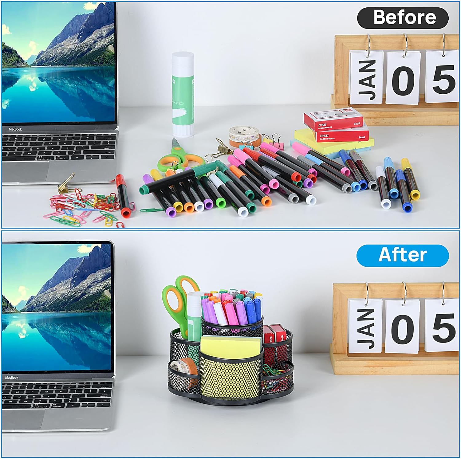 Office Black 360 Rotating Pencil Holder Pen Holder Cup Holder for Desk Office Accessories detail