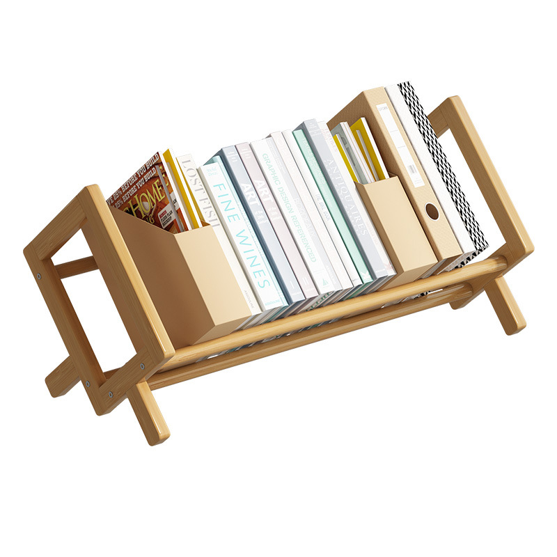 Economical Small Bookshelf Organizer for Students Bamboo Desktop Book Storage Rack for Children Simple Living Room Book Stand product view