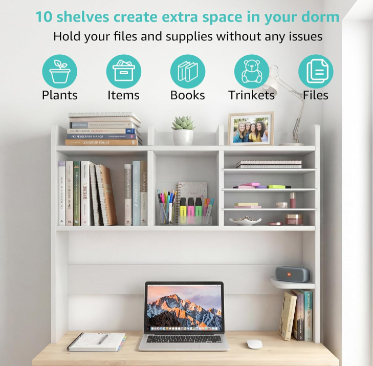 Modern S Shaped 36 Inch 4 Tier Geometric Bookshelf Tall Desktop Storage Organizer White Cube Display Rack Home Office Study product view