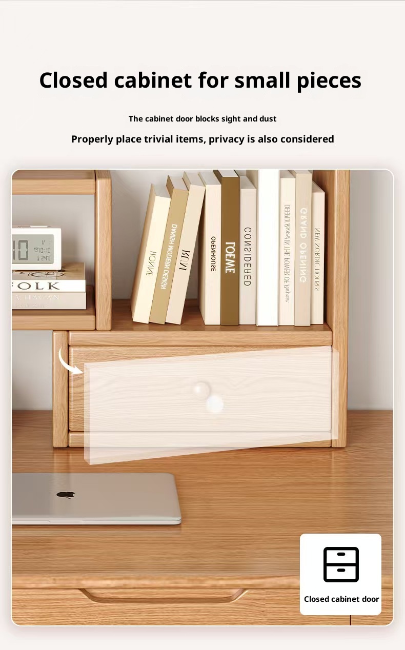 Strictly Selected Solid Wood Artistic Design Corner Placement Desktop Bookshelf Desk Storage Rack Office Organizing Bookcase detail