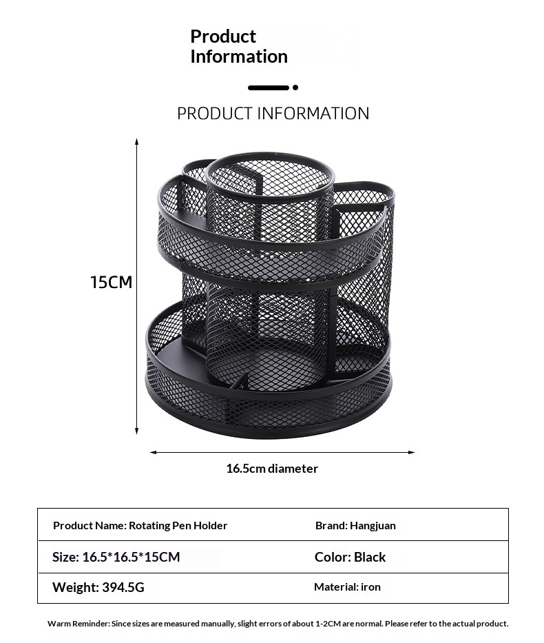 360 Rotating Metal Pencil/pen Holder Desk Organizer for School Office Supplies Storage detail