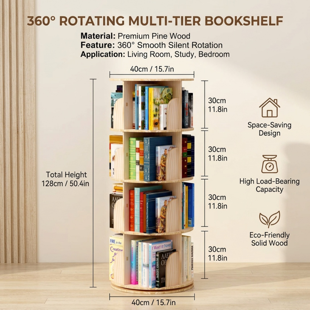 Modern Solid Wood Multilayer Vertical Storage Cabinet Desktop Bookcase Organizer Home Desk Living Room Elegant Book Shelf detail