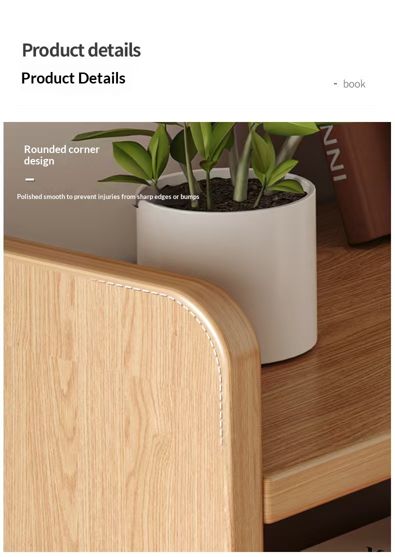 Strictly Selected Solid Wood Artistic Design Corner Placement Desktop Bookshelf Desk Storage Rack Office Organizing Bookcase detail