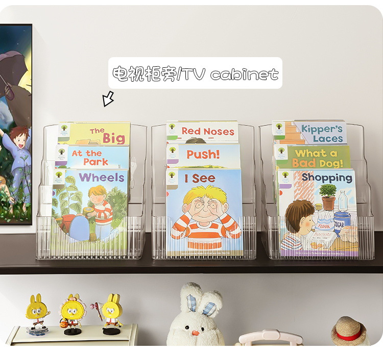 Desktop Bookshelf Children's Picture Book Display Rack Poster Magazine Storage Artifact Transparent Acrylic Ladder Rack detail