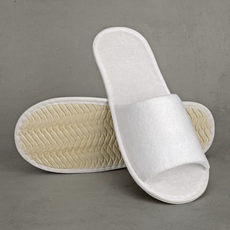 Hotel Supplies Wholesale Customized logo Spa Luxury slippers Terry Fabric Open Toe Disposable Hotel slippers product view