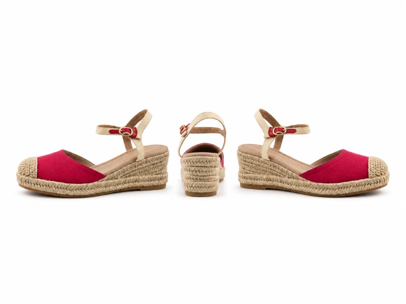 Low MOQ Women's Summer Casual Closed Toe Canvas Espadrille Wedge Sandals Ankle Strap Woven Platform Factory Shoes Custom OEM ODM detail