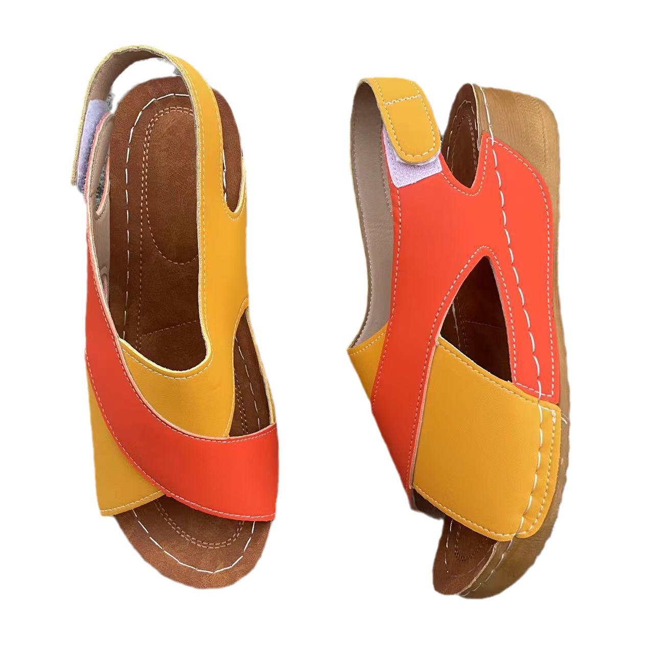 Breathable Women's Gladiator Wedge Peep Toe Sandals with Buckle Closure Cushioned PU Upper EVA Outsole All Seasons Casual Shoes