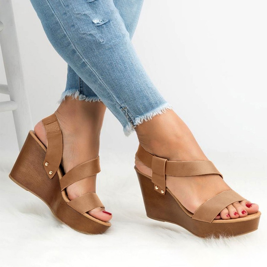 Summer Latest Fish Mouth Open Toe Platform Heeled Sandal Slingback Ankle Strap Wedges Sandals for Women product view