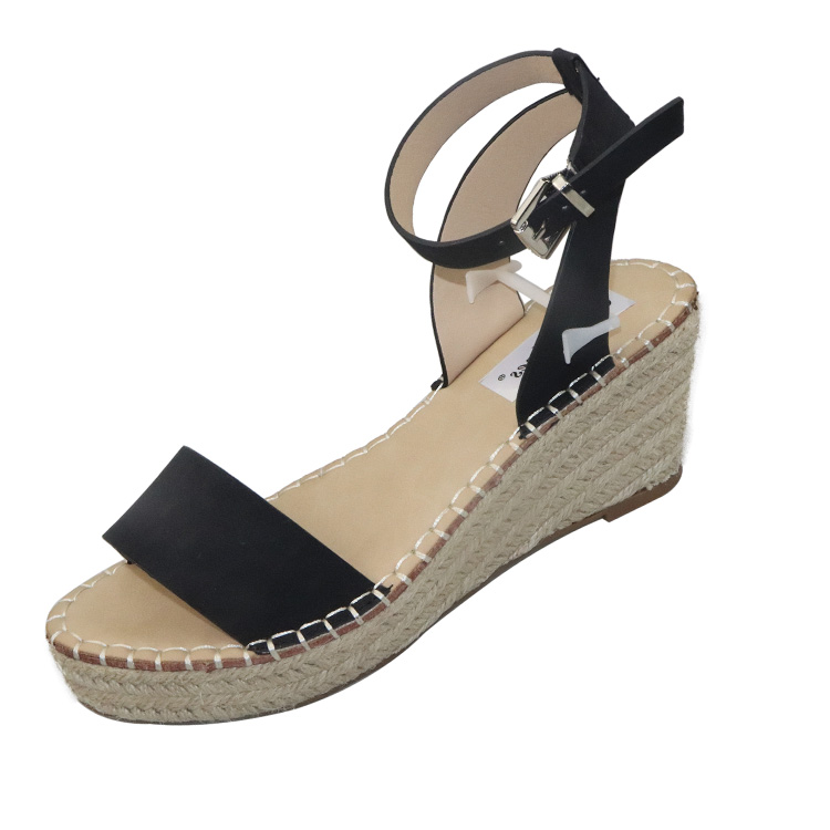 Women's Open Toe Leather Espadrille Wedge Sandals Fashion Casual Platform Heels Non-slip Tall Summer Shoes detail