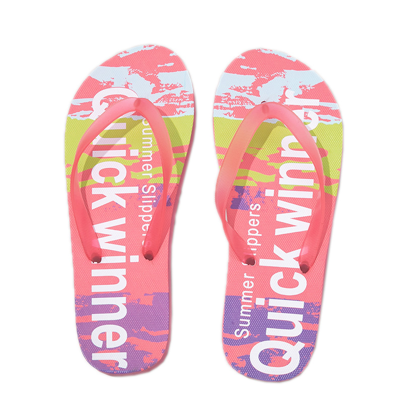 New graffiti flip flops summer colorful fashion clip on slippers personalized couple trend beach wholesale detail
