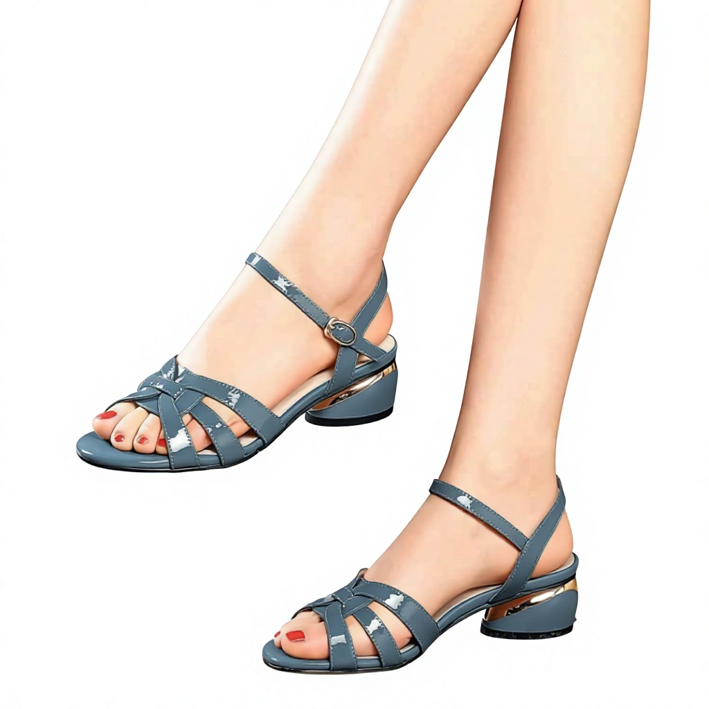 Summer New Ethnic Group Polyurethane Upper Chunky-Heel Womens Shoes Open-Toe Casual Comfortable Stylish Hollow-Out Sandals