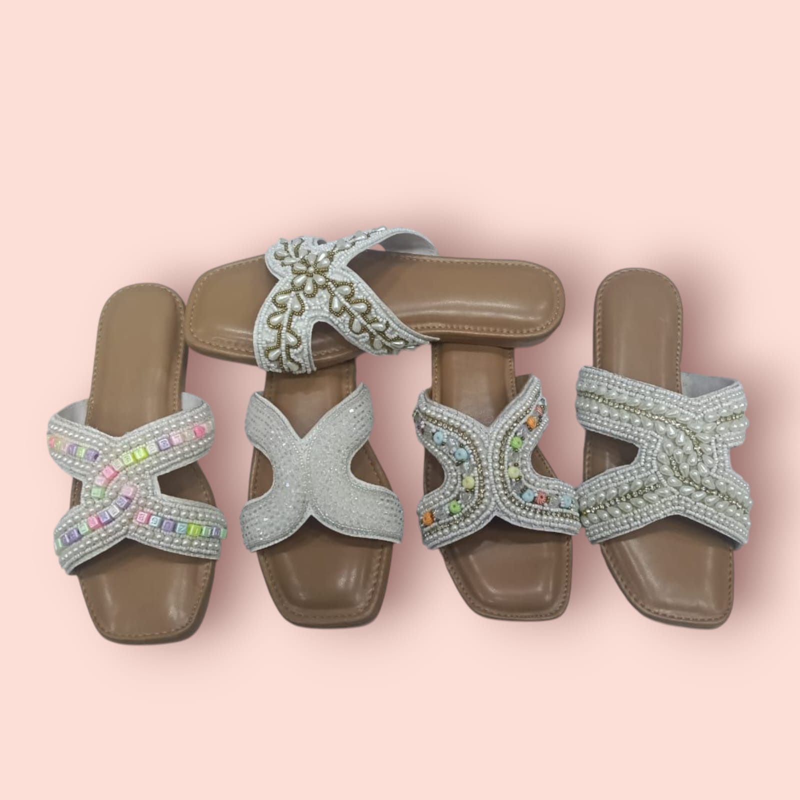 Stylish Lightweight Women's Bead & Stones Crystal Flip-Flops and Sliders Fashion Trend Platform Sandals product view