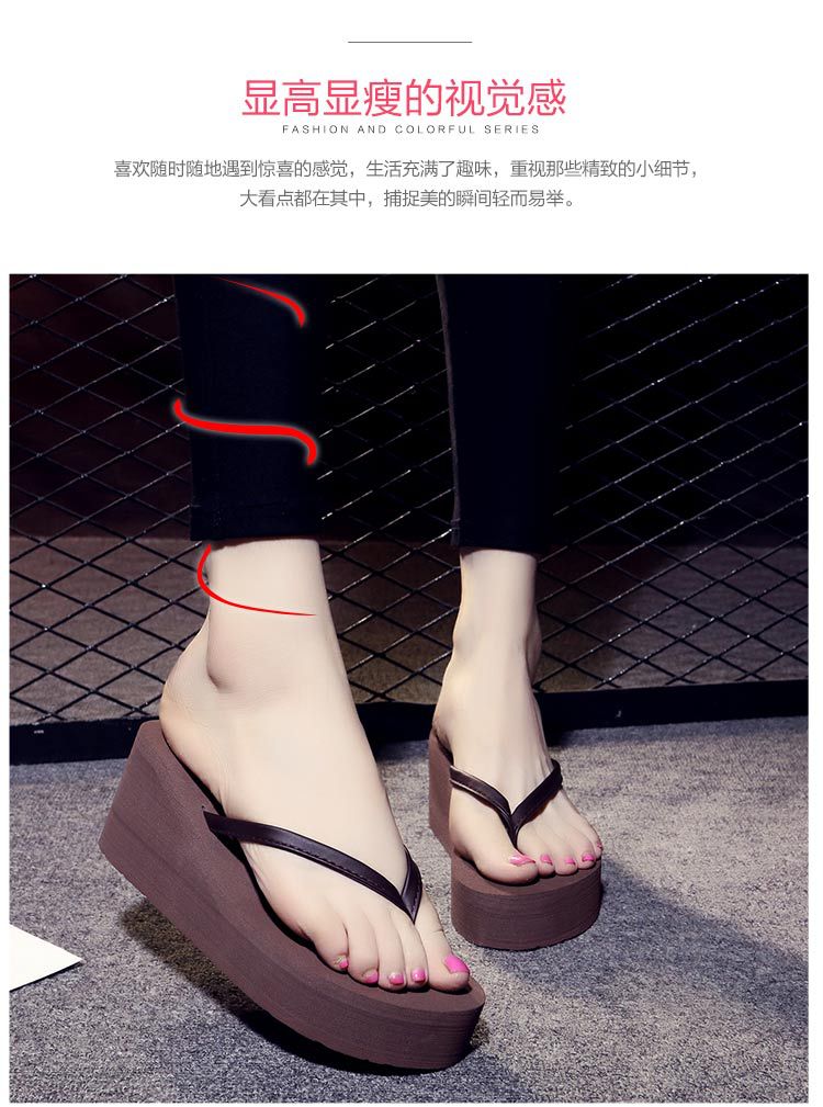 2025 New Design Summer Ladies Wedge Style Platform Women's Flip Flops Ladies High Heel Outdoor Heightening Slippers for Women detail