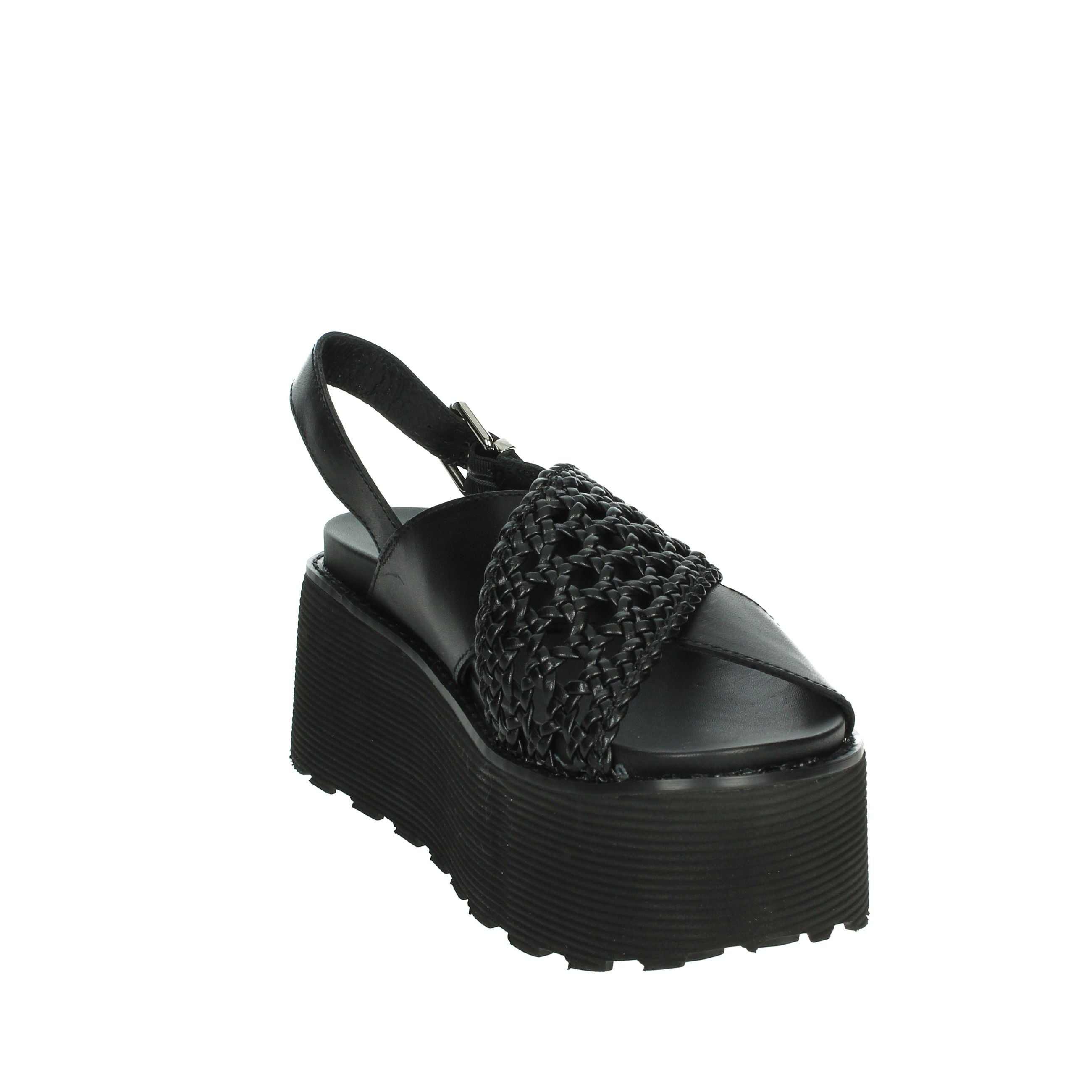 Cult Women's Summer Open Toe Wedge Sandal Black Platform Strappy Design Synthetic Upper Buckle Closure Height Increasing detail
