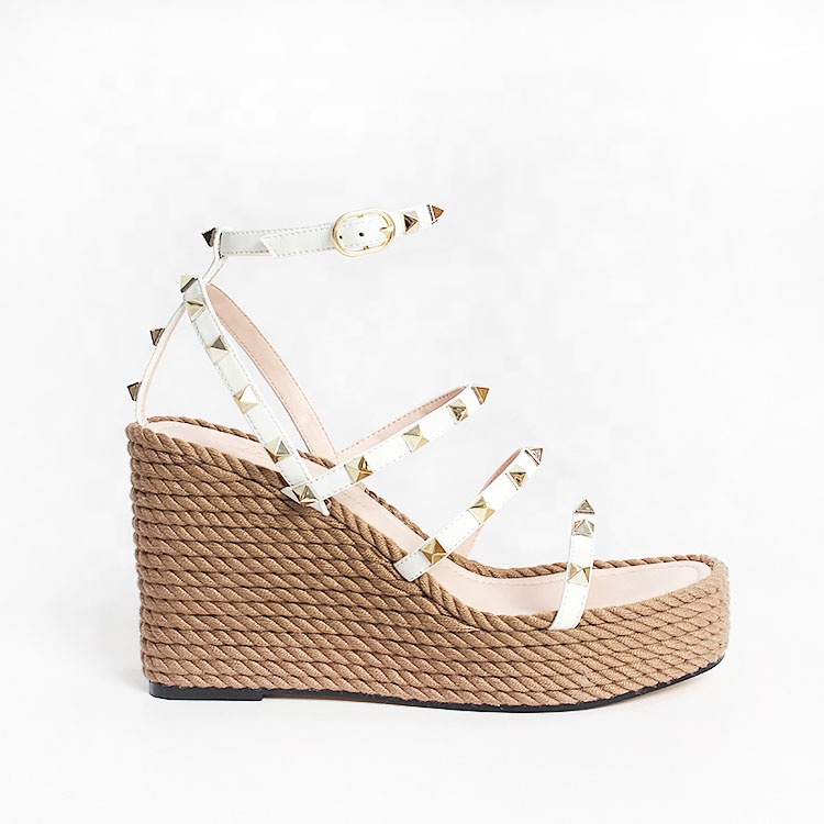 2024 Custom Female Footwear Ultra Solid Flat Shoe Slope Strap Platform Wedges Sandals OEM Manufacturer Customized for Summer