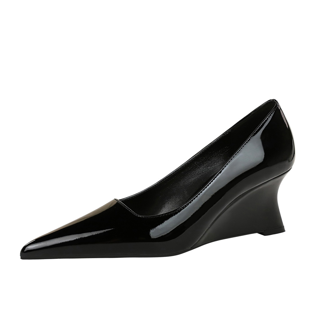 2905-1 BIGTREE European and American Style Fashion Banquet Wedge Shoes Women's Shoes High Heels Wedge Heels Shallow Mouth