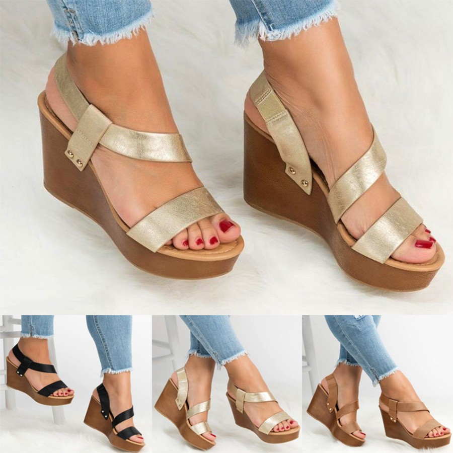 Summer Latest Fish Mouth Open Toe Platform Heeled Sandal Slingback Ankle Strap Wedges Sandals for Women product view