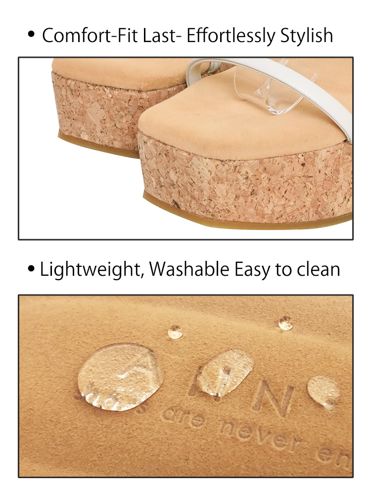 Ann'S White Platform Wedges Ankle Strap Open Toe Soft Triple Straps Women's Low Heel Water-repellent Non-Slip Shoes detail