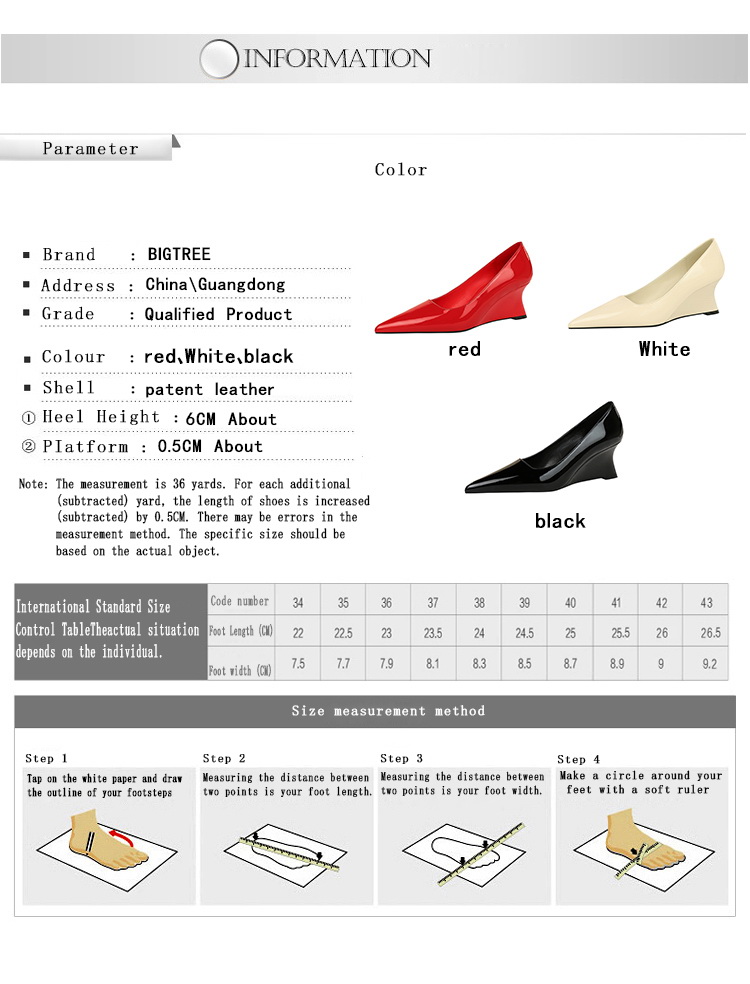 2905-1 BIGTREE European and American Style Fashion Banquet Wedge Shoes Women's Shoes High Heels Wedge Heels Shallow Mouth detail