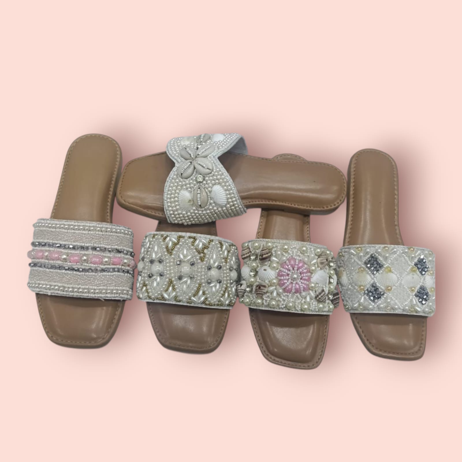 Stylish Lightweight Women's Bead & Stones Crystal Flip-Flops and Sliders Fashion Trend Platform Sandals product view