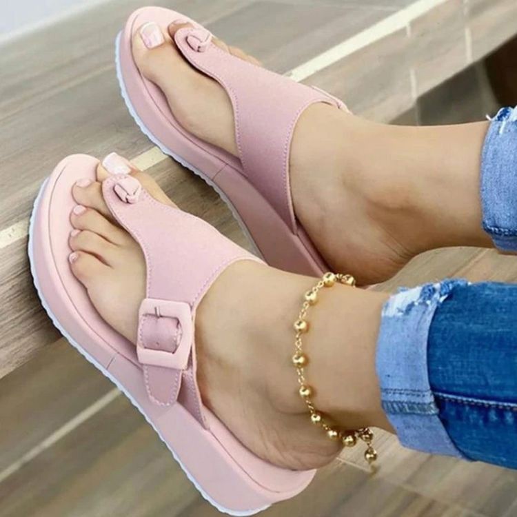 Large Size Fish Mouth High Heel Height Increasing Flip-flops Women's Spring New Red PU Platform Casual Fashion Wedge for detail