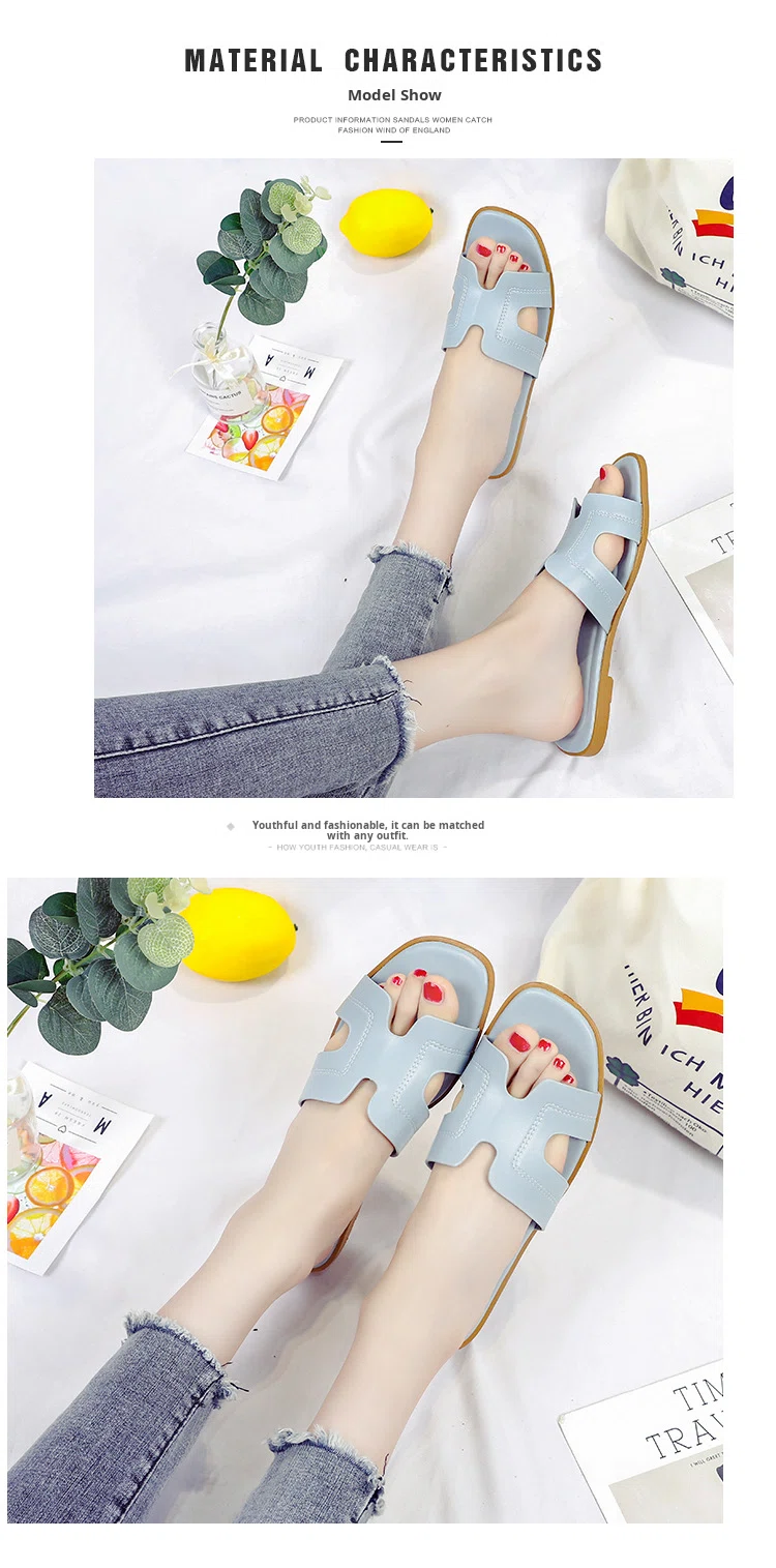 Foreign Trade Simple Style Solid Color Flip-Flops 2023 Spring/Summer Comfortable Outdoor Beach Wear-Resistant Sandals Women detail