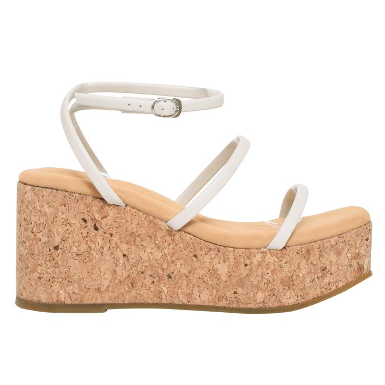 Ann'S White Platform Wedges Ankle Strap Open Toe Soft Triple Straps Women's Low Heel Water-repellent Non-Slip Shoes product view