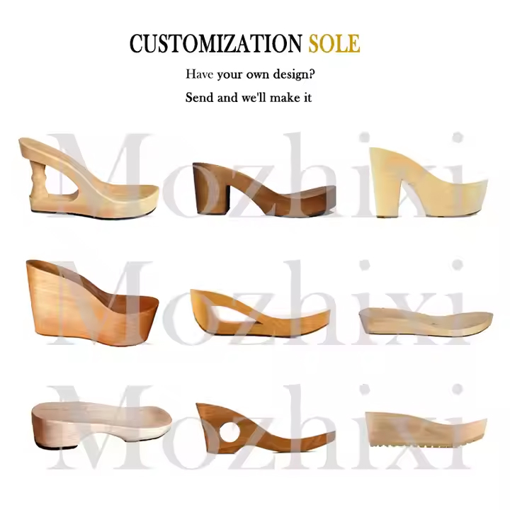 Accept Custom Logo Casual Genuine Wedge Sandals High Heels Platform Women Wooden Sole Heeled Sandals product view