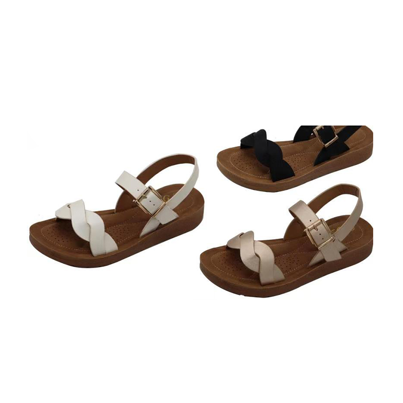 2025 New Women Wedge Heel Sandals Black PU Fancy High Heel Slides Vacation Trendy Casual Sandals product view