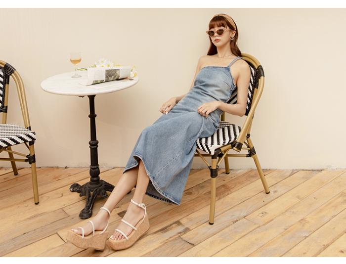Ann'S White Platform Wedges Ankle Strap Open Toe Soft Triple Straps Women's Low Heel Water-repellent Non-Slip Shoes detail