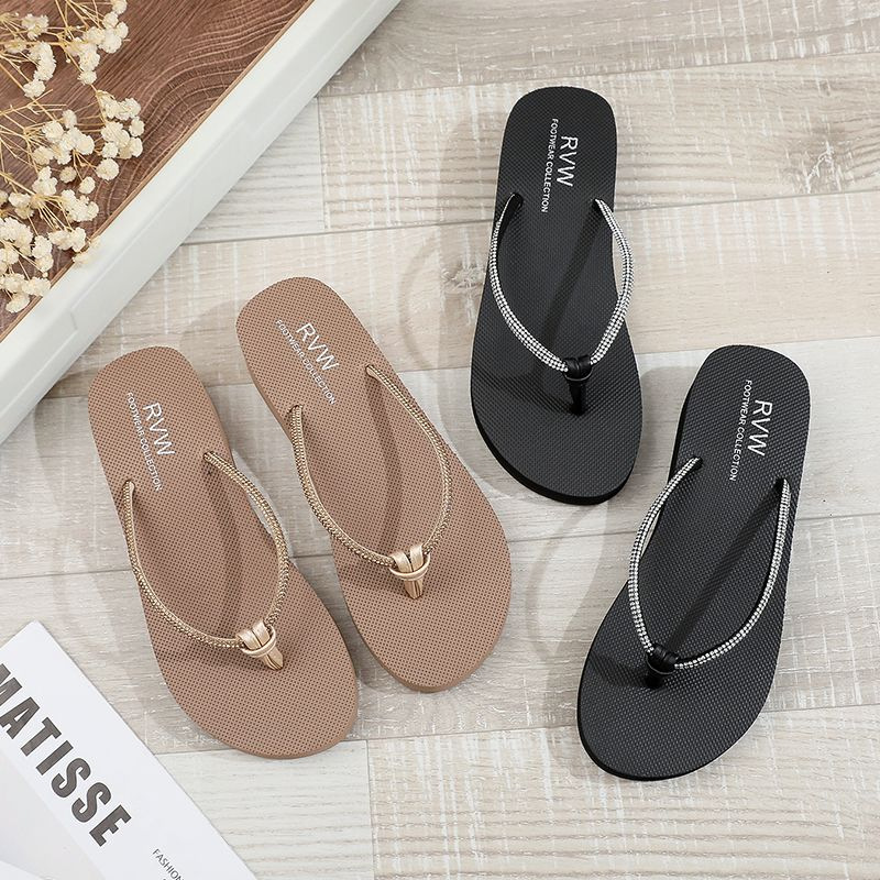 Womens Rhinestone Flip-Flops Wedge Sandals Non-Slip Summer Korean-Style Beach Platform Sandals Versatile Casual for EVA detail