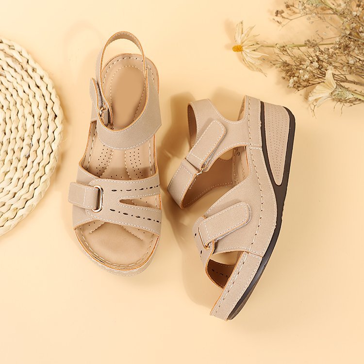 New Plus Size Peep Toe Wedge Sandals Roman Beach Sandals Outdoor Casual Women's Shoes detail