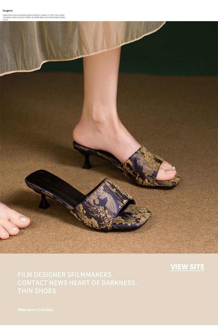 ashion Summer Sandals and Slippers Outdoor Wear Fashion Womens Shoes Thin Heel Wholesale 2025 Printed National Style New916 detail