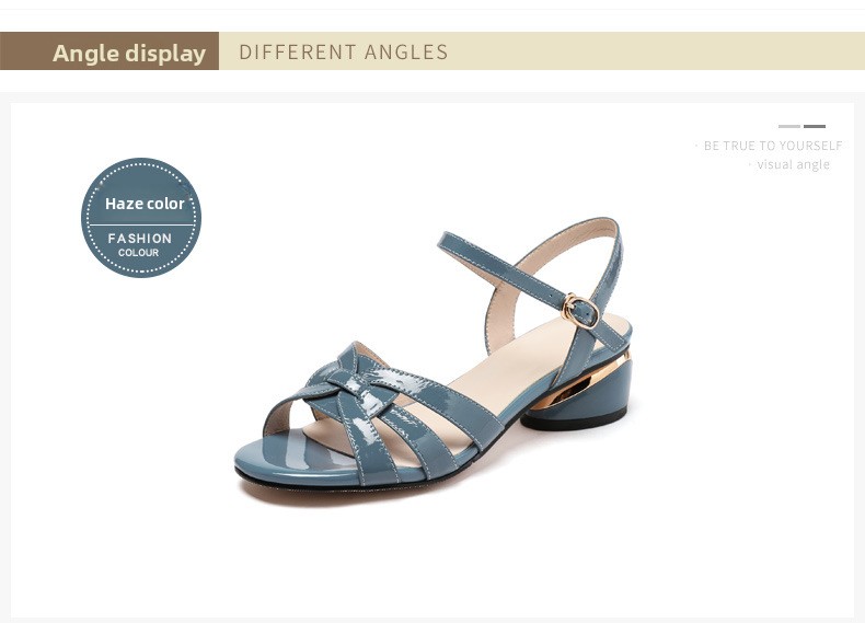Summer New Ethnic Group Polyurethane Upper Chunky-Heel Womens Shoes Open-Toe Casual Comfortable Stylish Hollow-Out Sandals detail