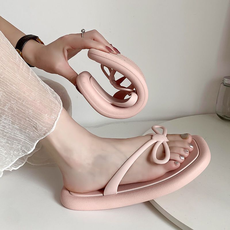 Summer Bow Flip Flops Fashionable Lightweight Quick-Drying Versatile Flat Bottomed Non Slip Clip on Beach for for Women product view