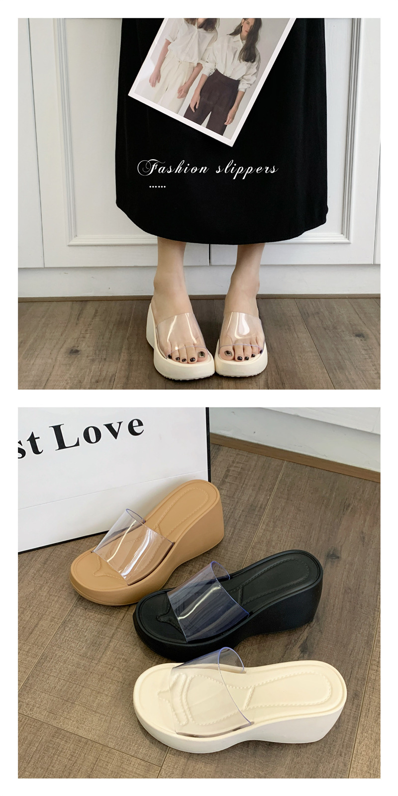 2026 New Style YuTuo F062 Factory Custom Women Platform for Transparent PVC Strap Wedge Sandals Wholesale Summer Outdoor detail
