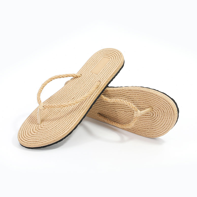 Women's New Fashion Summer Beach Flip Flops Cheap Wholesale Light Weight Hemp Rope Slides for Slippers Soft Barefoot Cushioning detail