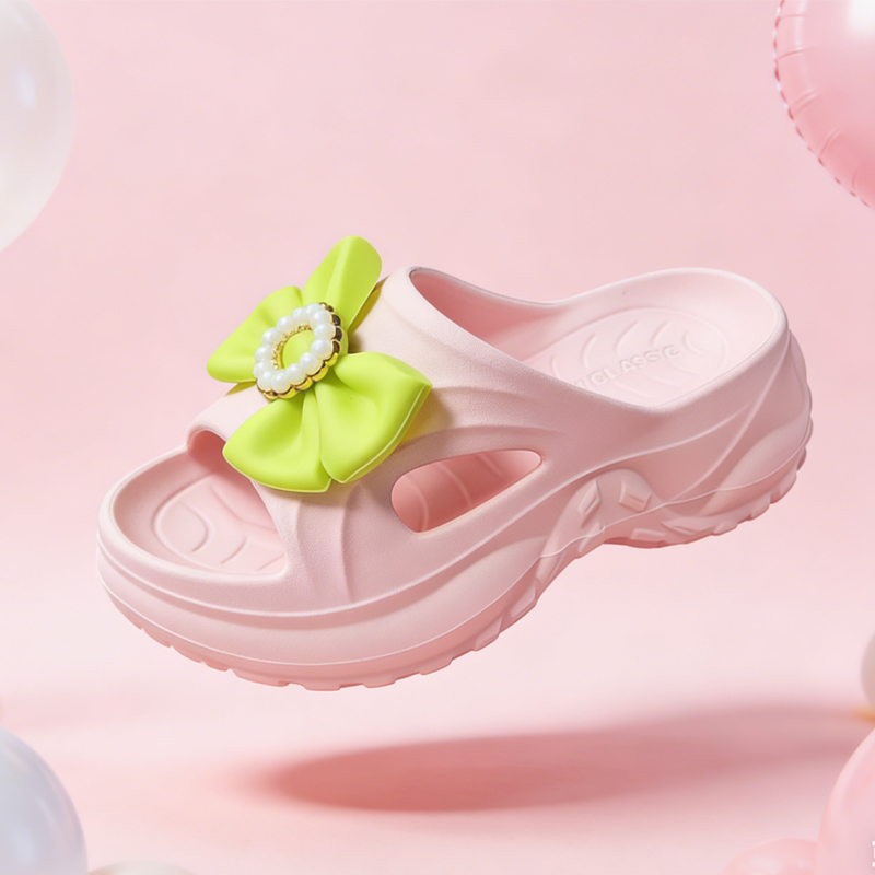 Women's High Heel Indoor Slide Sandals Flower Decoration Soft Cushioned EVA Peep Toe Korean Fashion Style Cartoon Pattern All product view
