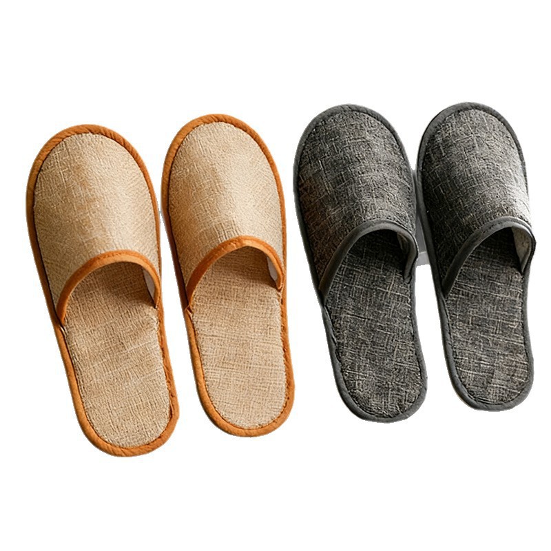Liyade Luxury Hotel Disposable Linen Slippers Non-slip Thickened Sole Closed Toe Wholesale Custom OEM ODM Factory Direct Spa product view
