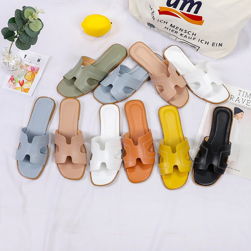 Foreign Trade Simple Style Solid Color Flip-Flops 2023 Spring/Summer Comfortable Outdoor Beach Wear-Resistant Sandals Women product view