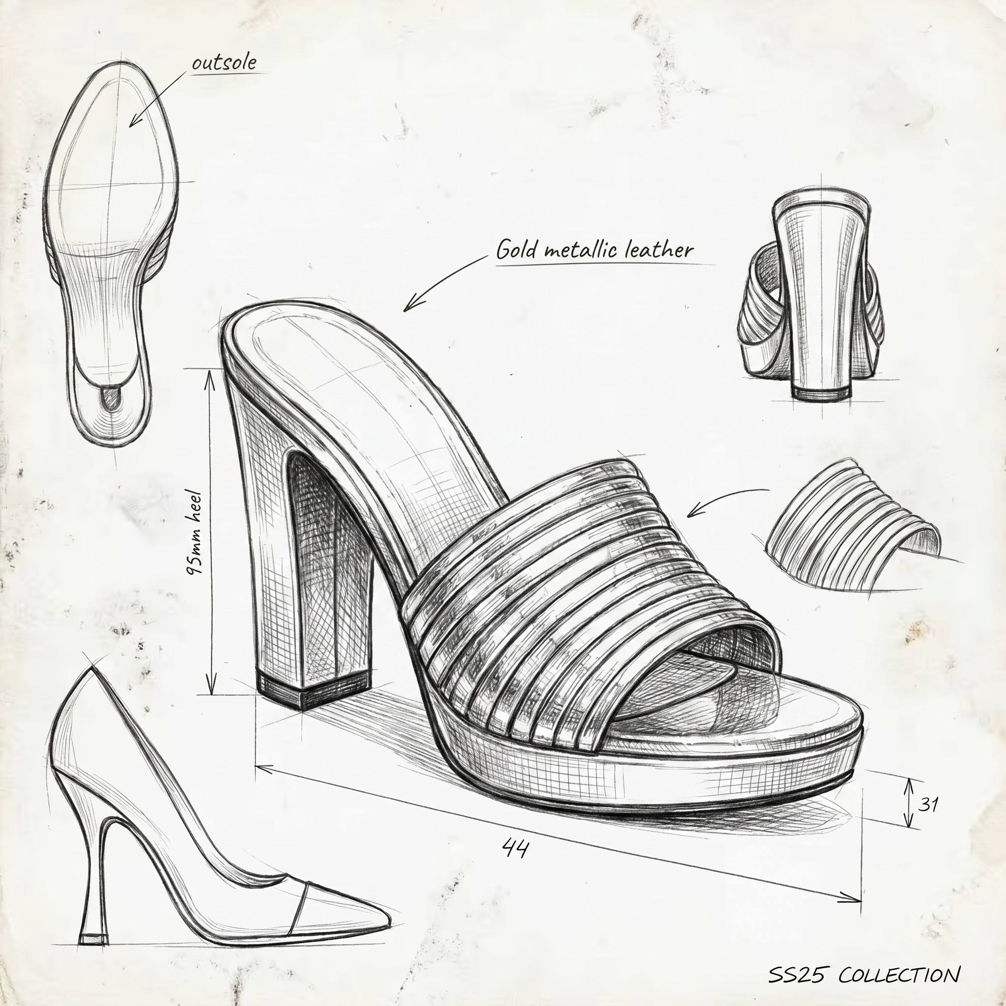 Trendy Sexy Metallic Gold Slip Platform Slide Thick Block Heel Comfort Wedding Shoes Peep Toe Summer Beach Vacation Night Club product view