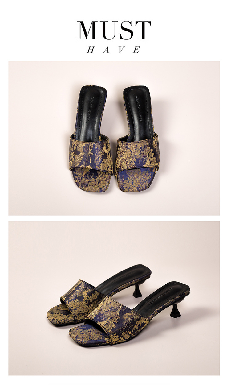 ashion Summer Sandals and Slippers Outdoor Wear Fashion Womens Shoes Thin Heel Wholesale 2025 Printed National Style New916 detail