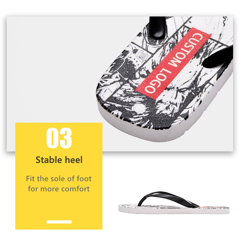 Wholesale Personalised Custom Mens Women Rubber Summer Beach Casual Slipper Flip-flops Outdoor White Flip Flops Unisex With Logo detail