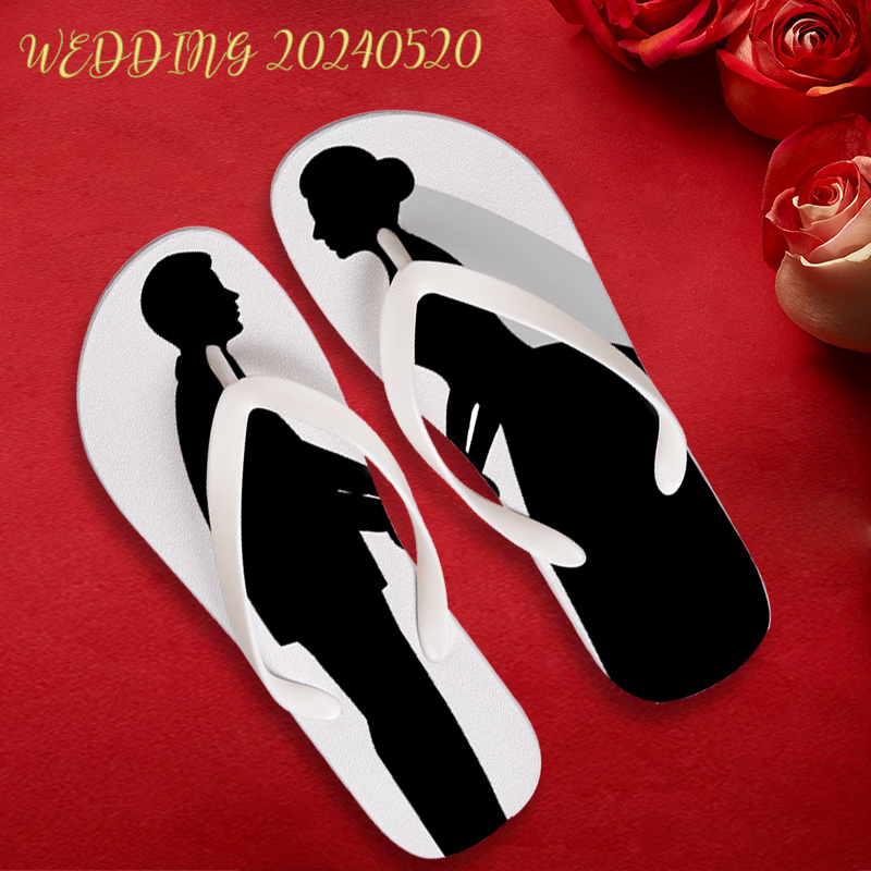 Personalized Design Beach Bride White Women's Flip-Flops Custom Sublimation Flip Flops Wedding Custom Logo for Guests Men Women detail