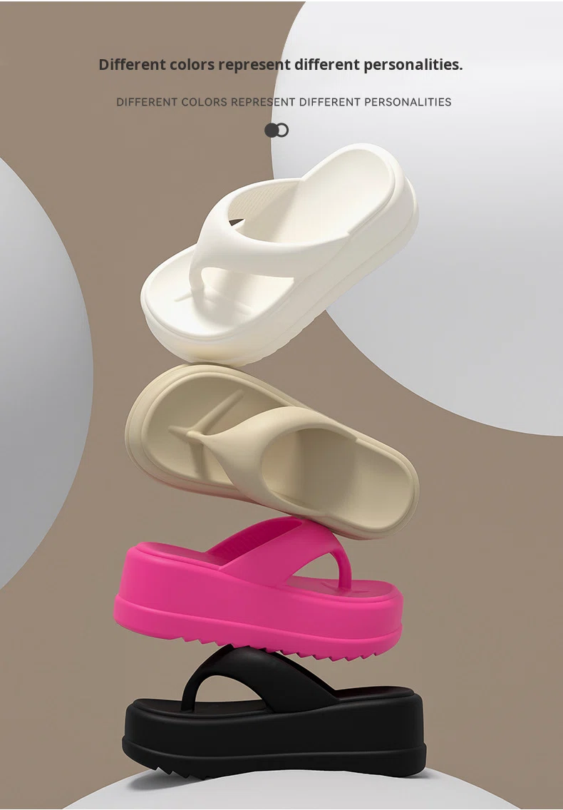 Popular Platform Thick-Soled Flip-Flops Women 2025 New Summer Style Height-Increasing Non-Slip Beach Shoes Soft Cushioning Feel detail