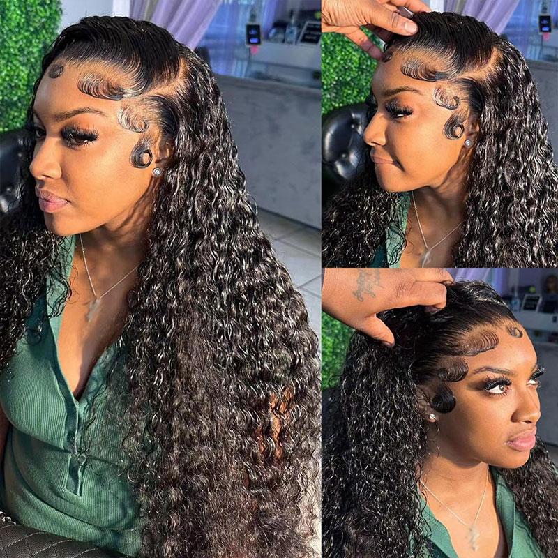 Raw Indian Natural 13*4 13*6 Hd Lace Human Hair Wigs Water Wave Ladies Cuticle Aligned Hair 360 Full Hd Frontal Lace Wig detail