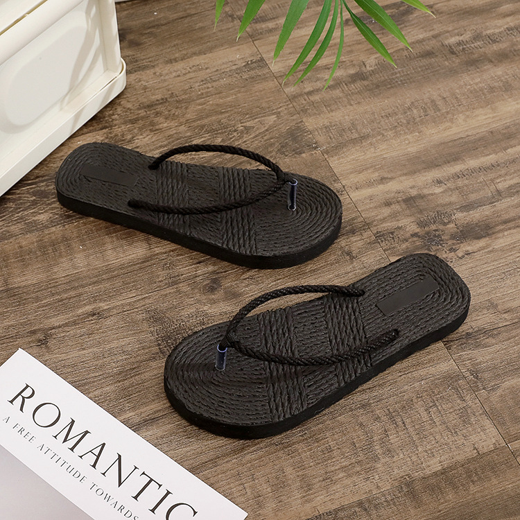 Women's New Fashion Summer Beach Flip Flops Cheap Wholesale Light Weight Hemp Rope Slides for Slippers Soft Barefoot Cushioning detail