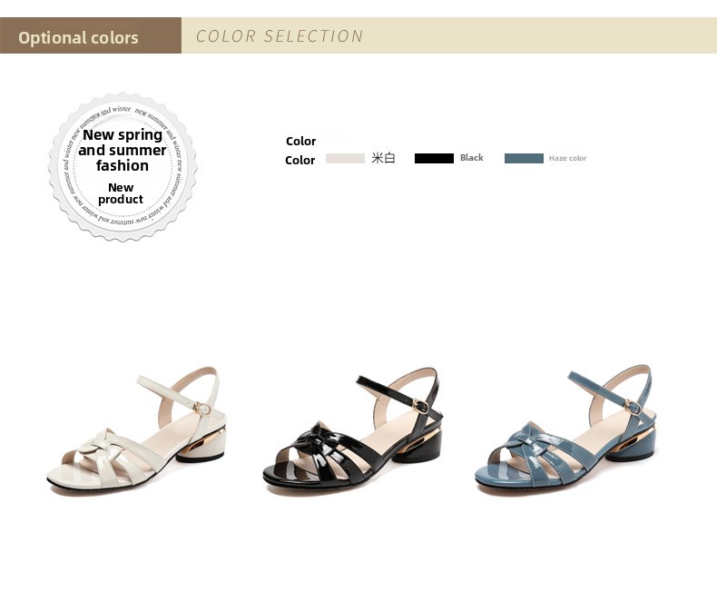 Summer New Ethnic Group Polyurethane Upper Chunky-Heel Womens Shoes Open-Toe Casual Comfortable Stylish Hollow-Out Sandals detail