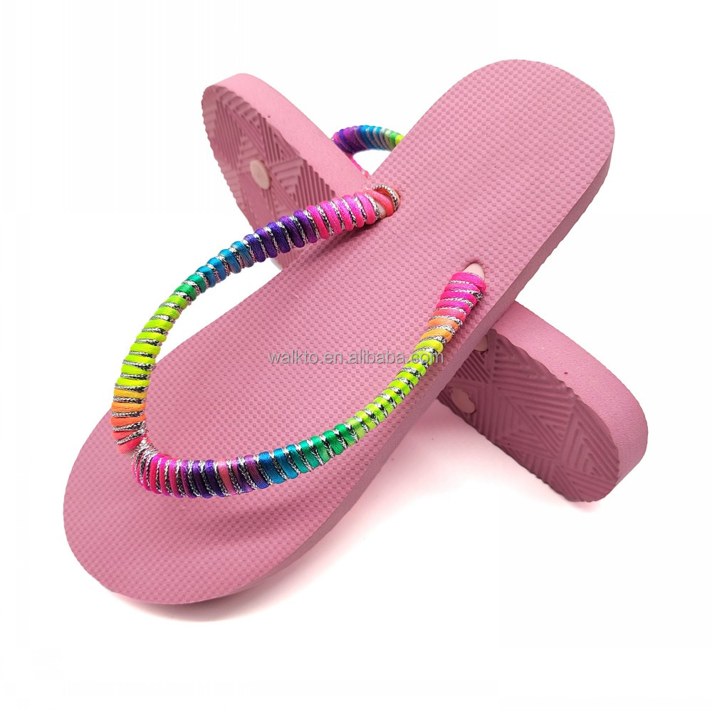 Custom Light Weight Casual Fashion Comfortable Colorful Strap Indoor Summer Flip Flop Slipper for Woman detail
