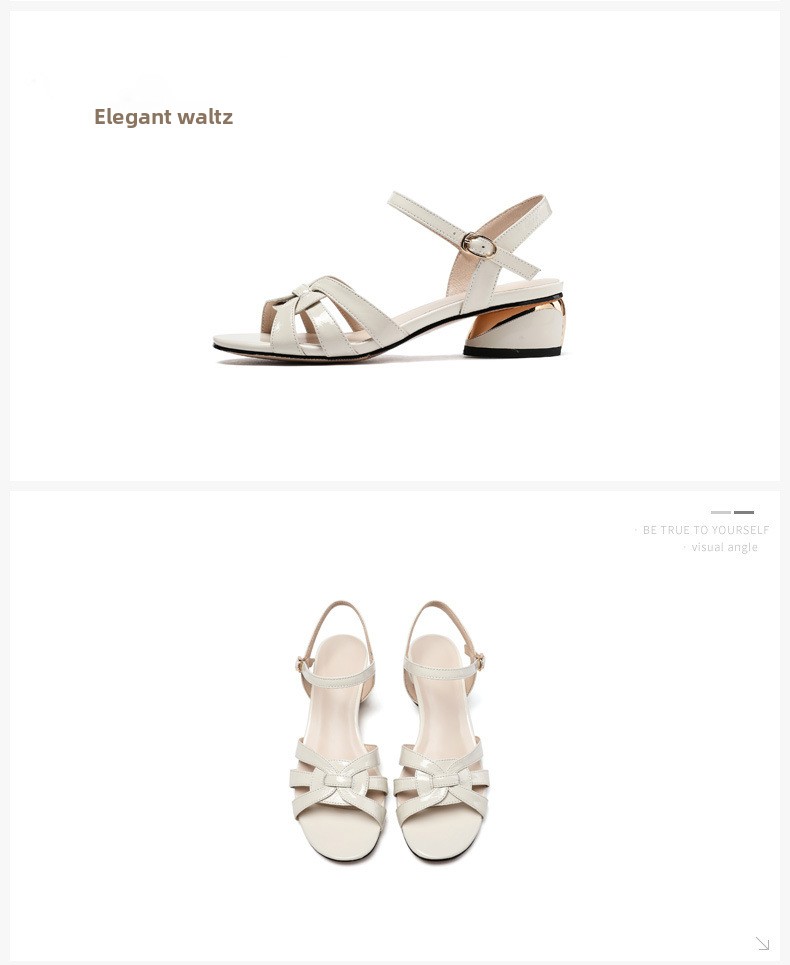 Summer New Ethnic Group Polyurethane Upper Chunky-Heel Womens Shoes Open-Toe Casual Comfortable Stylish Hollow-Out Sandals detail